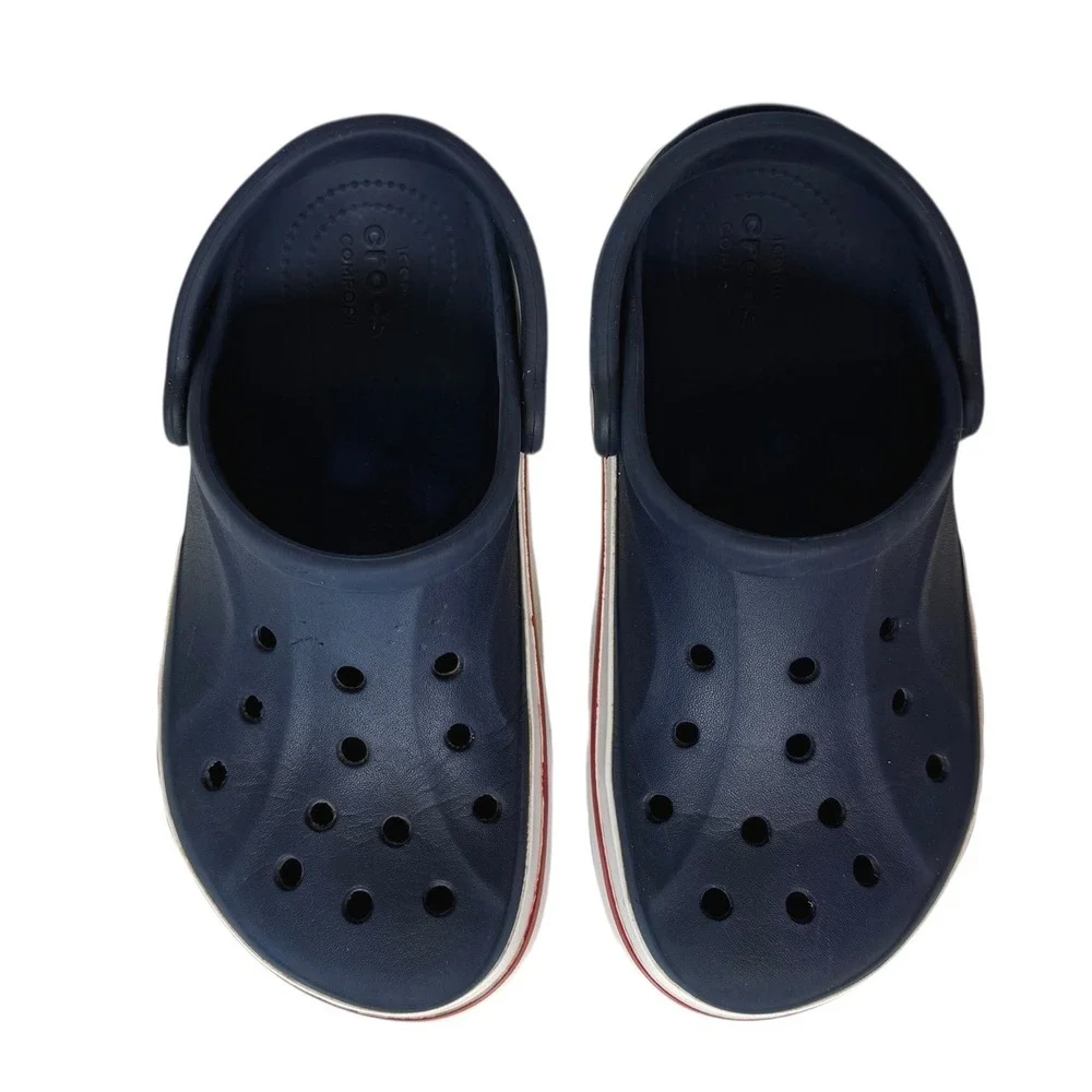 Crocs Bayaband Clogs Navy Blue White Red Mens 5 Womens 7 Unisex Slip On‎ Shoes